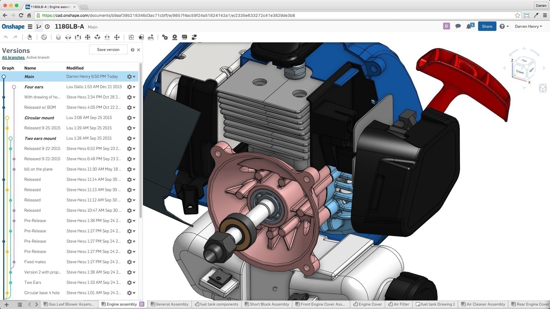 Onshape-Versions-and-Branching-00 Onshape project