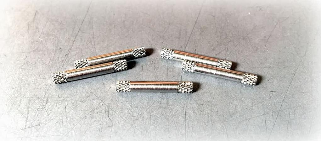 Knurled stainless steel pins