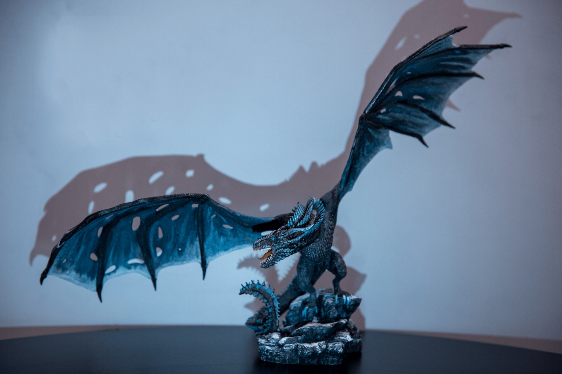3d-printed dragon black with wings